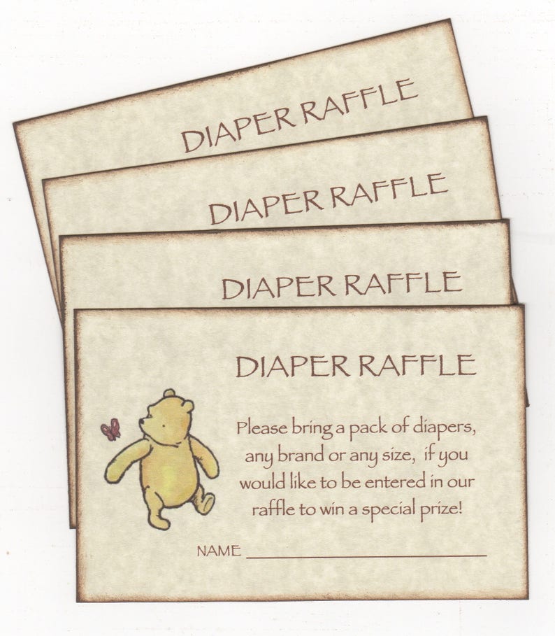 Winnie The Pooh Baby Shower Diaper Raffle Invitation Add On Etsy