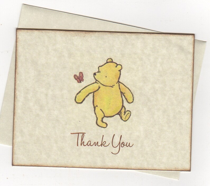Classic Winnie the Pooh Baby Shower Thank You Note Cards Etsy