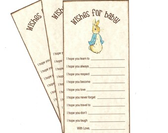 Peter Rabbit Baby Shower Wishes For Baby Advice Cards Beatrix Potter Storybook Cards Gender Neutral Boy Or Girl -  Set of 10 Cards