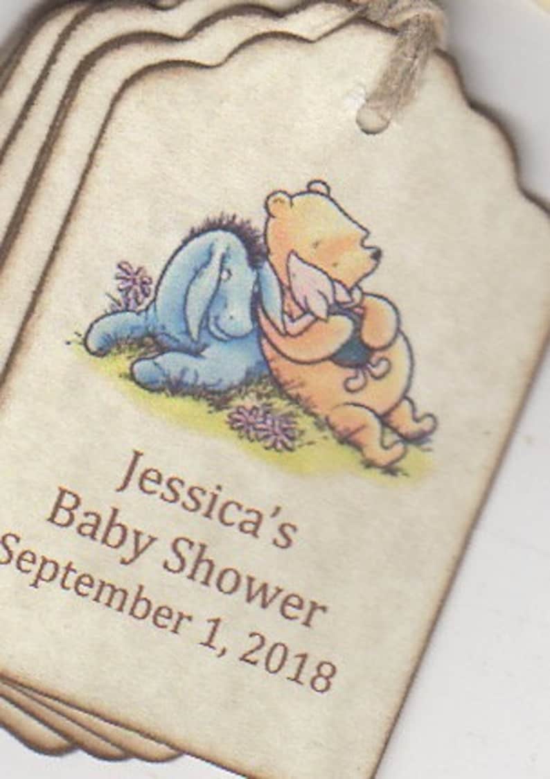 Winnie The Pooh Baby Shower Tags Personalized Pooh Thank You Favor Tags Baby Christening Birthday Party Favor Tags Set of 20 image 4