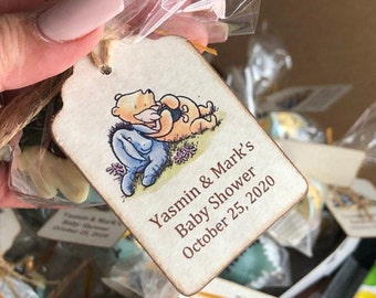 Winnie The Pooh Baby Shower Tags Personalized Pooh Thank You Favor Tags Baby Christening Birthday Party Favor Tags - Set of 20