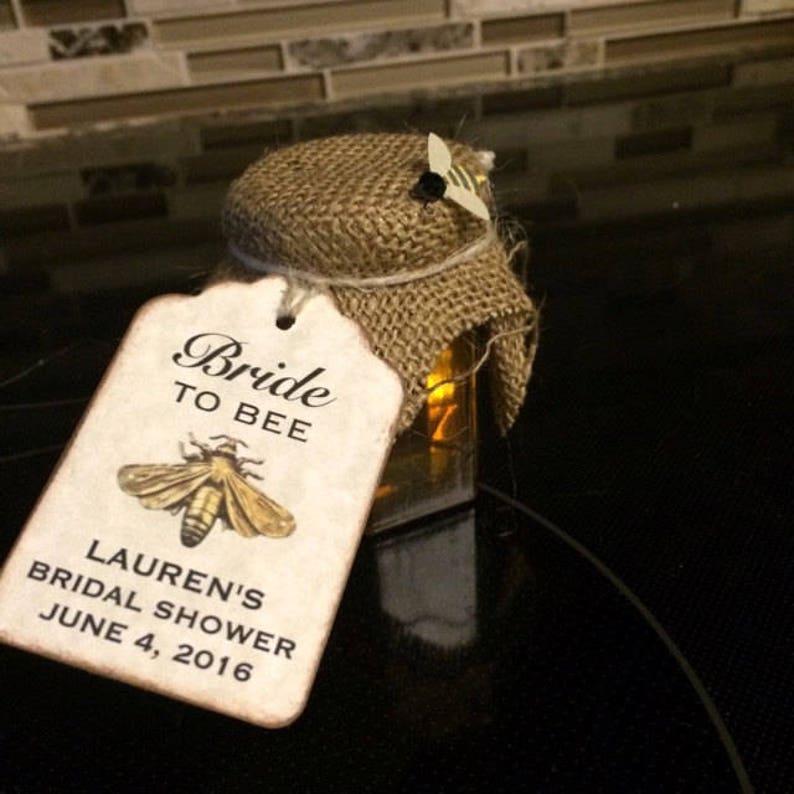 Honey Jar Bridal Shower Favor Thank You Tags Bride to BEE Etsy
