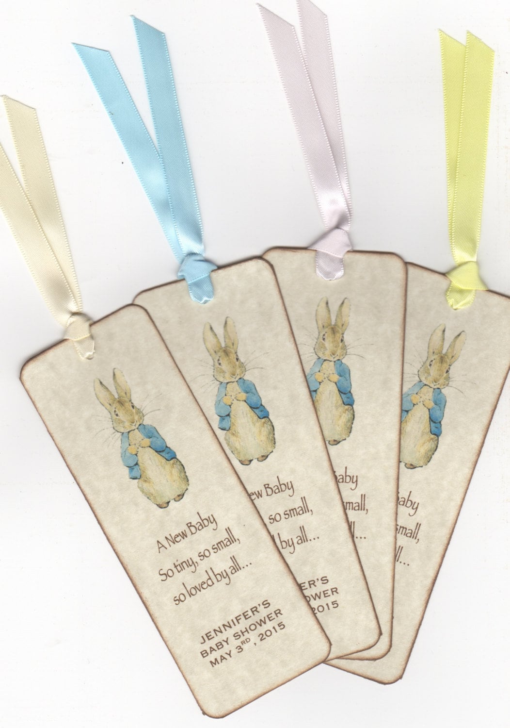 Peter Rabbit Baby Shower Bookmark Favors Personalized Baby Shower Birthday Bookmark Favor, Beatrix Potter Bookmarks - Set Of 10
