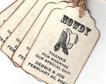 Country Western Wedding Theme Favor Tags Rustic Barn Wedding Cowboy Boots Cowboy Hat Fall Autumn Thank You Tags - Set of 50