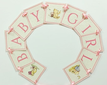 Classic Winnie The Pooh Baby Shower Banner Baby Girl Pooh Shower Banner Bunting Garland Sign Party Decoration