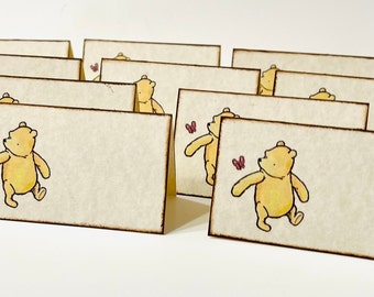 Winnie The Pooh Baby Shower Place Cards Placards Birthday Baptism Christening Seating Cards Name Cards Table Cards - Vintage Style Set of 10