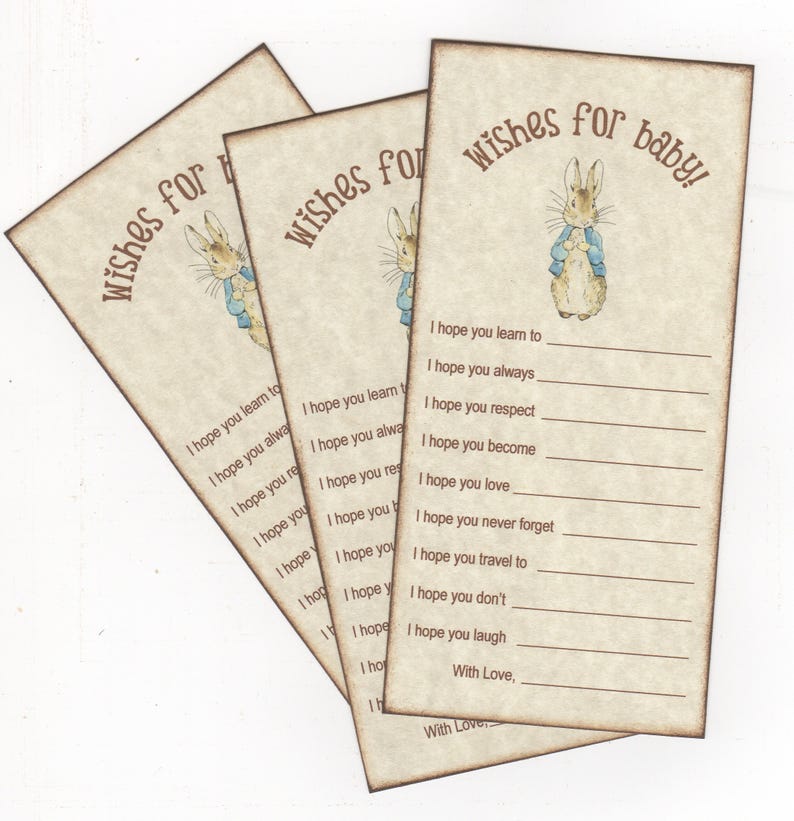 Peter Rabbit Baby Shower Wishes For Baby Wish Advice Cards Etsy