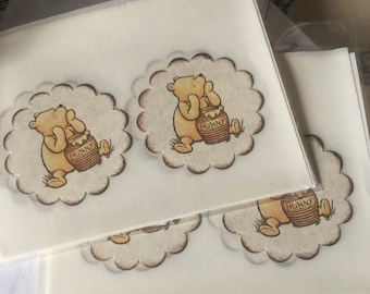 Winnie The Pooh Baby Shower Stickers For Bridal Shower Birthday Party Favor Label Stickers Yummy Tummy Stickers - Vintage Style Set of 10