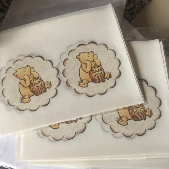 10 Winnie The Pooh Stickers / Envelope Seals / Classic Pooh / Birthday /  Christening / Baby Shower / Gender Neutral - Vintage Style