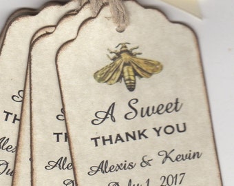 Wedding Favor Thank You Gift Tags Bridal Shower Engagement Party Tags A SWEET THANK YOU Honey Jar Label Tags - Vintage Style Set of 50 Tags