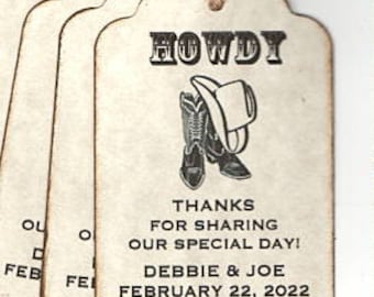Country Western Wedding Theme Favor Tags Rustic Barn Rodeo Wedding Cowboy Boots Cowboy Hat Fall Autumn Thank You Tags Labels - Set of 50