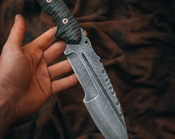 Shadow Fang Tracker D2 stålkniv handgjord Micarta texturerat handtag fast blad present till honom presentartikel