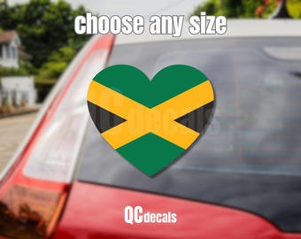 Jamaican Heart Flag Decal for Outdoor Use Cars Windows Doors Storefront Pick Your Size Jamaica Flag