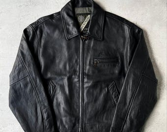 ヴィンテージ ブラックレザージャケット メンズ | 天然シープスキン モトコート | 90年代 レミニョン レザーバイカージャケット | ストリートウェア グランジジャケット
