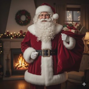 Luxury Red Velvet Santa Suit: Classic Christmas Costume