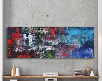 Original Color Fusion abstract by Pawel Juszkiewicz enormous texture painting 72" X 40"