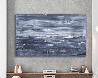 Original Enormous Modern Contemporary Black and white Abstract "The Storm" 60"x40" by Paul Juszkiewicz