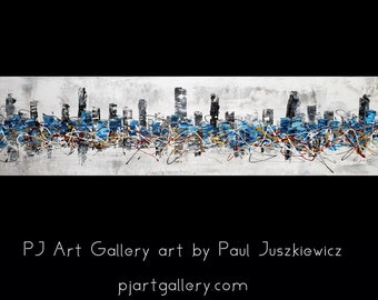 Enormous original abstract by Paul Juszkiewicz 72" inch 6 ft long  - Free Shipping