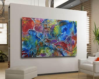 Color Fusion abstract "Orchard" by Pawel Juszkiewicz enormous texture 48" X 36" - Ready To Ship