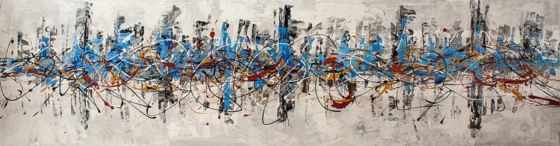 Enormous original abstract by Paul Juszkiewicz 72 inch 6 ft long Free Shipping image 5