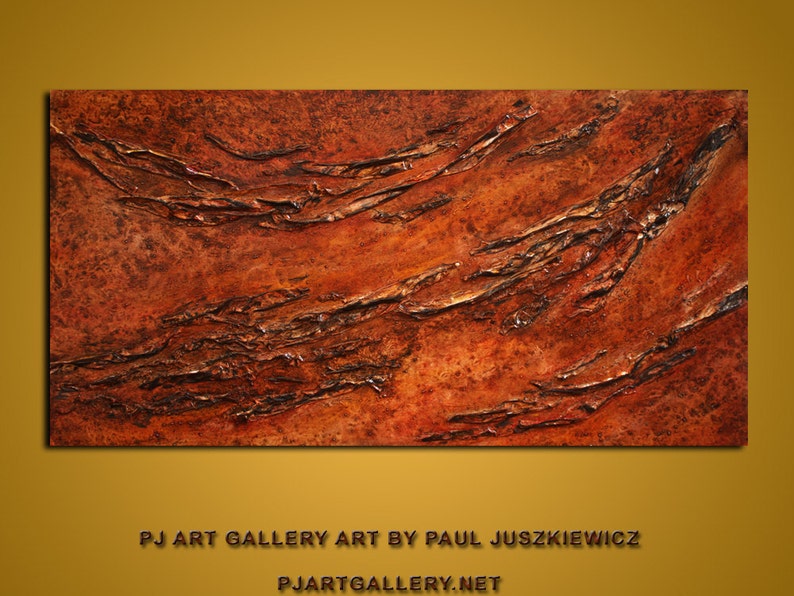 DEEP TEXTURE Competition textured abstract Paul Juszkiewicz cognac brown 48x24 image 1