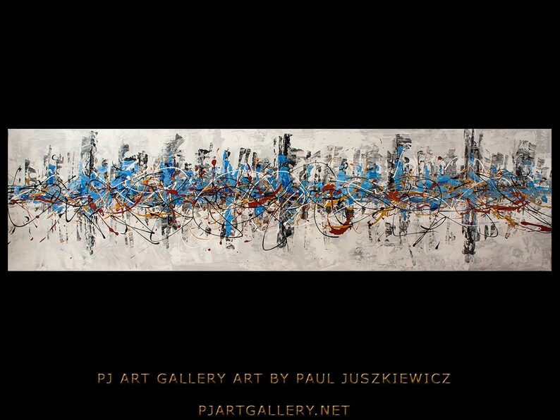 Enormous original abstract by Paul Juszkiewicz 72 inch 6 ft long Free Shipping image 1