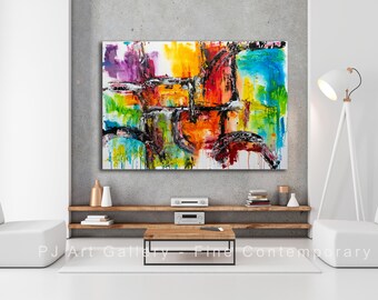 Color Fusion abstract "Garden" by Pawel Juszkiewicz enormous texture 48" X 36" - Ready To Ship - Free Shipping