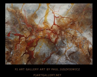 HUGE Splash abstract by Pawel Juszkiewicz enormous pouring 48"x30" - free shipping