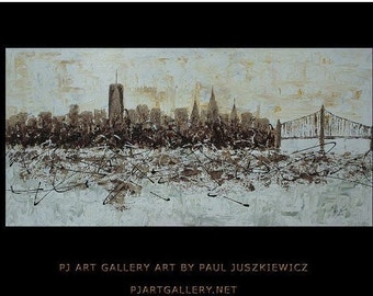 New York City Scape Knife Abstract by Paul Juszkiewicz 48"x24"  - Free shipping