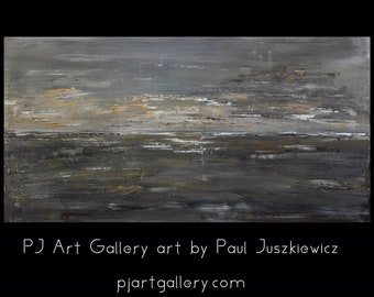 Large Format Modern Contemporary Abstract "Sunset" 60"x 30" by Paul Juszkiewicz