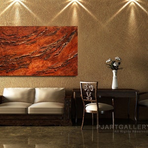 DEEP TEXTURE Competition textured abstract Paul Juszkiewicz cognac brown 48x24 image 4