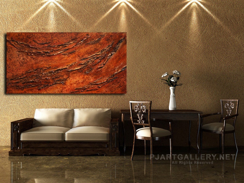 DEEP TEXTURE Competition textured abstract Paul Juszkiewicz cognac brown 48x24 image 4