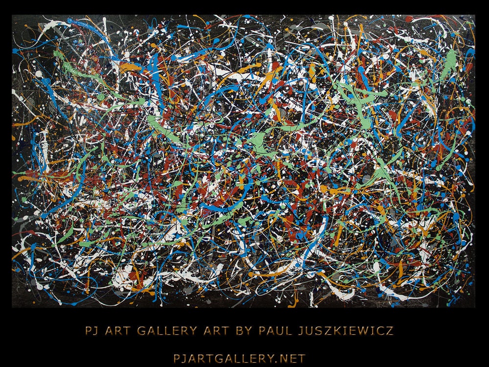 Enormous Splash III abstract  by Pawel Juszkiewicz Huge Pollock style 74x48