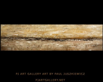 Enormous Sunset abstract by Paul Juszkiewicz 72" inch 6 ft long minimalism brown beige seascape unique