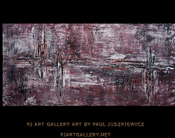 Modern Contemporary Abstract "RedWall " 48"x24" by Paul Juszkiewicz - Free Shipping