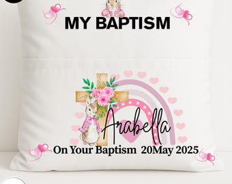 Personalized Baptism Pillow: Keepsake Cushion with Name & Date