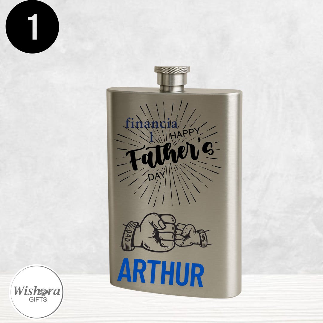 Personalized Father’s Day Hip Flask – Custom Gift for Dad – Stainless ...