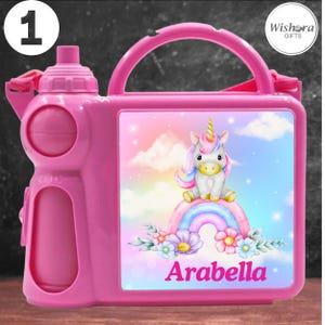 Personalised Kids Lunch Box with Water Bottle | Custom Name Lunch Bag | Unicorn, Princess, Mermaid, Fairy & Animal Designs