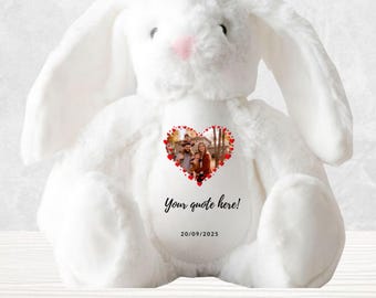 Personalisierter Hase – Weiches Erinnerungs-Geschenk mit Foto & Text | Perfekt für Gedenkfeiern, Jubiläen, Geburtstage, Babypartys  Mehr!