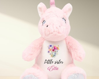 Personalized Big Brother and Sister Plush , Custom Name Sublimated Teddy, Sibling Gif