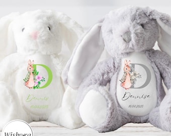 Personalized Plush Bunny – Initial & Name Newborn Gift