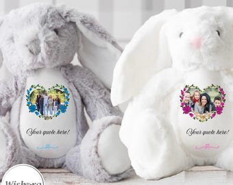 Personalisierter Hase – Weiches Erinnerungs-Geschenk mit Foto & Text | Perfekt für Gedenkfeiern, Jubiläen, Geburtstage, Babypartys  Mehr!