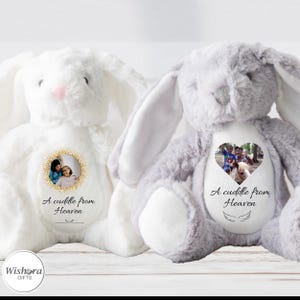Un Abrazo desde el Cielo – Peluche u Ornamento Personalizado con Foto y Texto – Regalo Conmemorativo – Recuerdo Personal