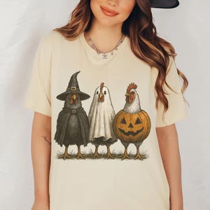Funny Halloween Chicken PNG, Witch Ghost Pumpkin Hen Clipart, Farm Animal Sublimation Shirt Design, Digital Download for Fall