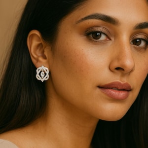 14k Gold Vermeil Stud Earrings 925 Sterling Silver Cubic Zircon Jewelry For Women&#39;s