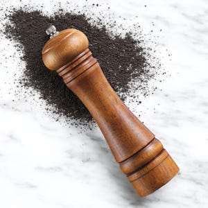 Wooden Pepper Mill & Salt Grinder – Adjustable Ceramic Herb and Spice Grinder | Kitchen, Camping Essential, Manual Grinder for Salt Spices