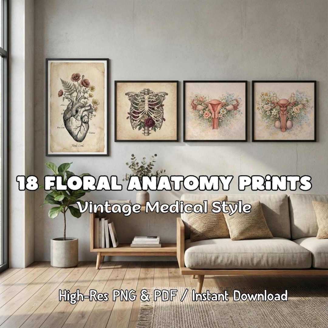 18 Vintage Floral Anatomy Wall Art Set Medical Prints Doctor Gift Nurse ...