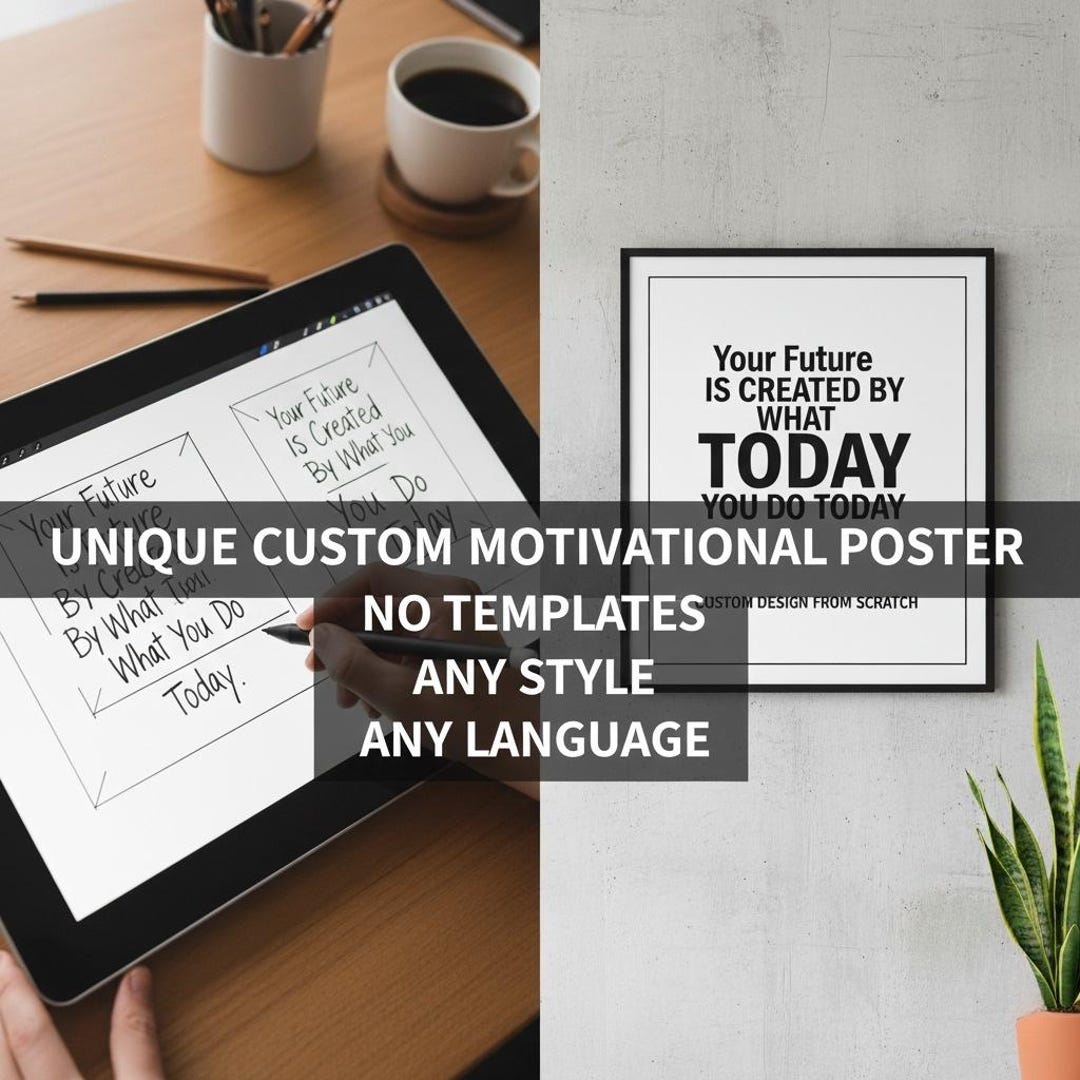 Creating Quotes Poster Custom Motivational Quote Poster Personalized Digital Print Unique Wall ...