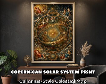 Copernican Solar System Print Cellarius Celestial Map Vintage Astronomy ...