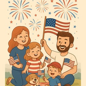 Biglietto d'auguri personalizzato per il 4 luglio, download digitale, stampabile, arte patriottica personalizzata, regalo unico per il Giorno dell'Indipendenza degli Stati Uniti, realizzato su ordinazione